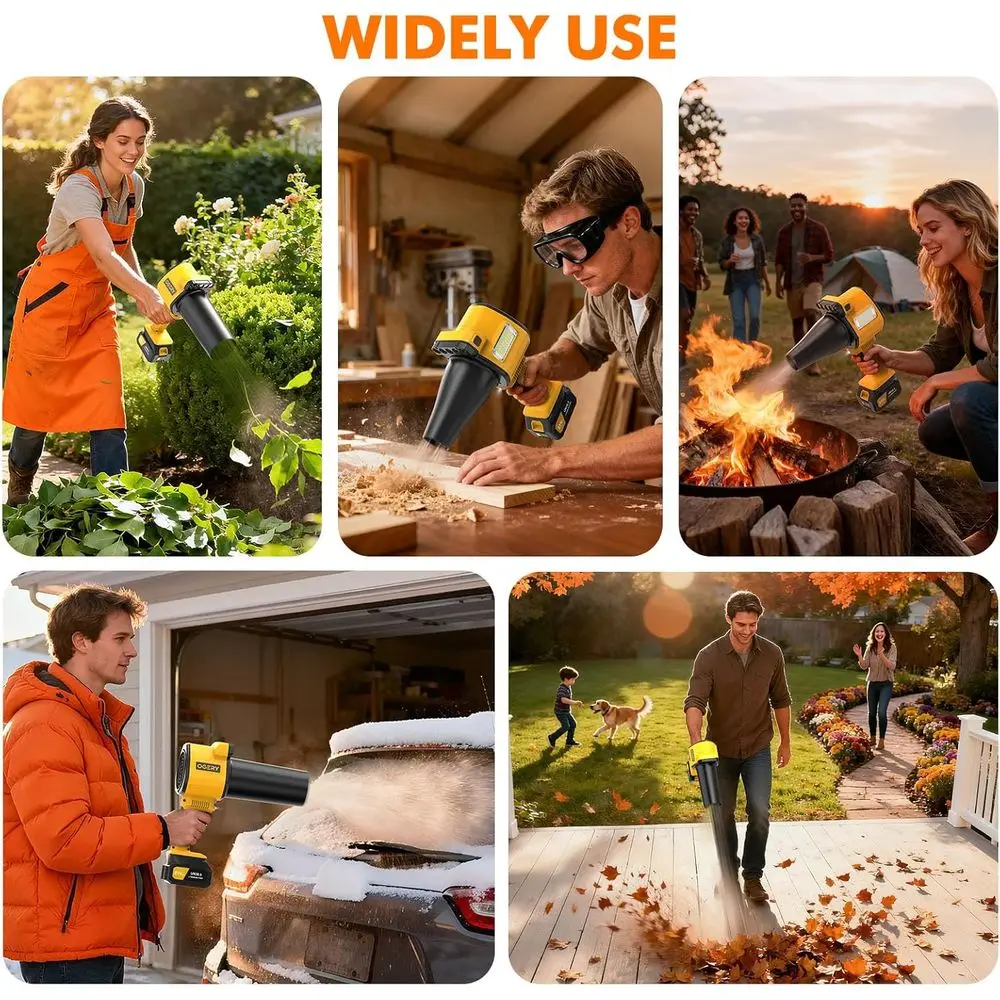 Brushless Leaf Blower Cordless with Lights, Powerful Electric Leaf Blowers with 2 x 3.0Ah Batteries & Fast Charging, 700CFM 900G