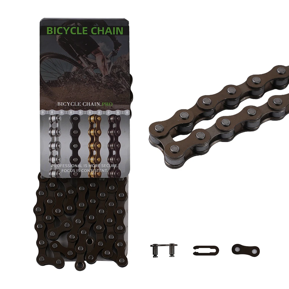 

Robust Bike Chain for Single Speed Use 98/114 Links Carbon Steel Material Easy Maintenance with Disassembly Feature