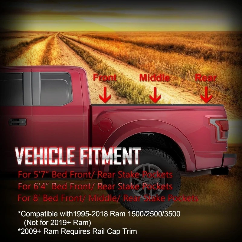 ربطة عنق للأسفل، سرير شاحنة قابل للسحب، الجانب العلوي على شكل حرف D، جميع المعادن متوافقة مع 1995-2018 Ram 1500 2500 3500، وليس لـ 2019+ Mod #2