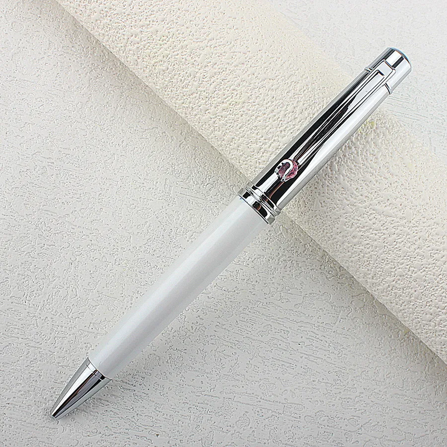 High Quality diamond clip 0.7mm Ball Point Pen Metal Silver Stationery Office School Supplies Gift New