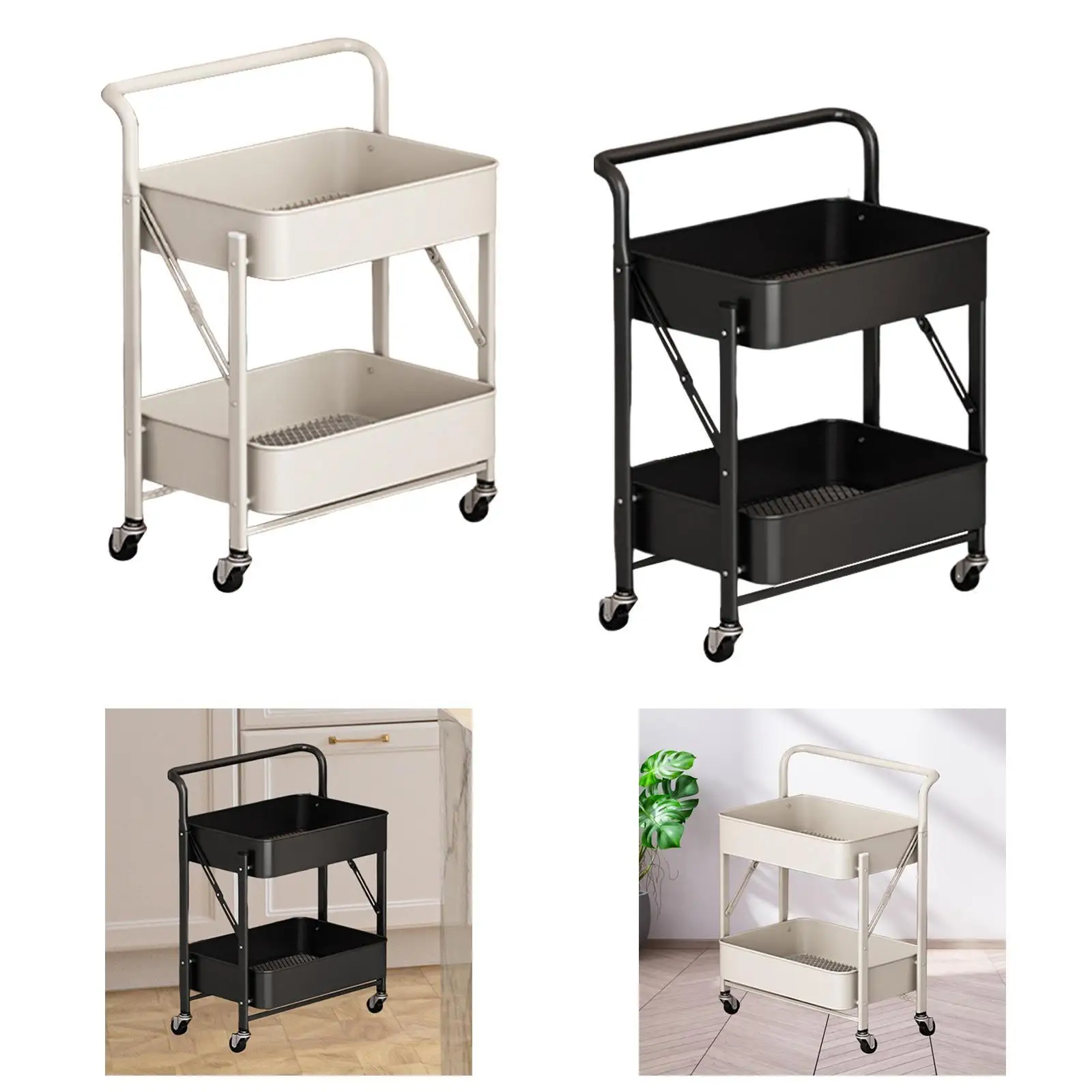 

Тележка на колесиках, складная многофункциональная металлическая кухонная стойка для хранения для столовой, домашнего офиса, кухни, ванной комнаты