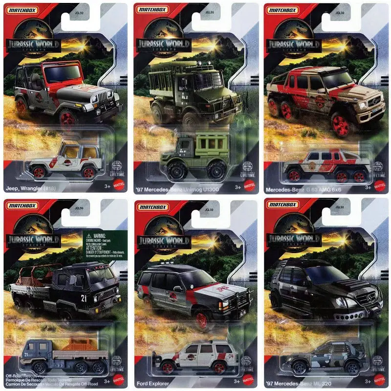 2026 New Original Matchbox Jgl59 Car Jurassic World Reborn Mercedes-Benz G63 Amg ml 320 Patrol Vehicle Model Toy Boy's Birthday Gift