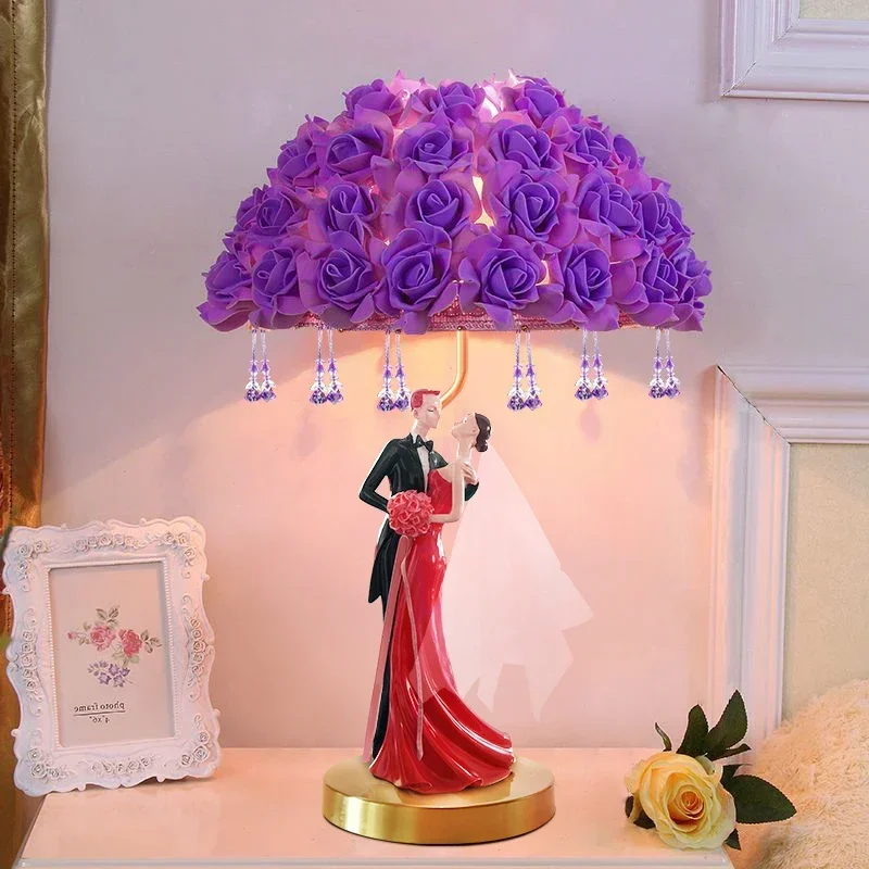 CEDRIC Contemporary Wedding Table Lamp Personalized and Creative Rose Living Room Bedroom Bedhead Decorative Lamp