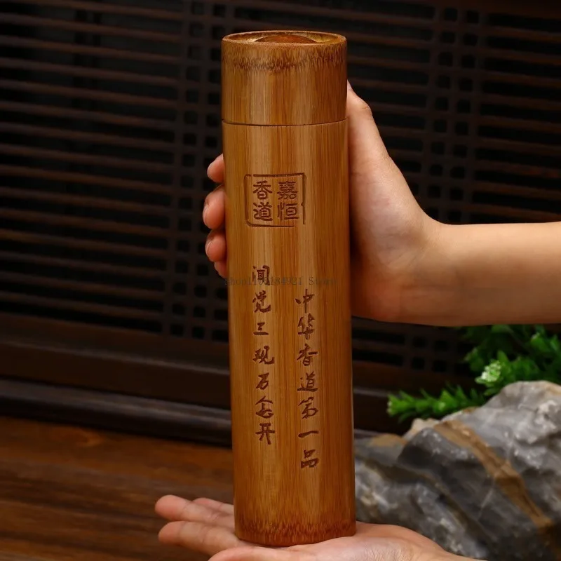 25CM / 30CM Natural Bamboo Incense Bucket Household Indoor/Tea Room Ornament Cylinder Joss Stick Storage Incense Accessories