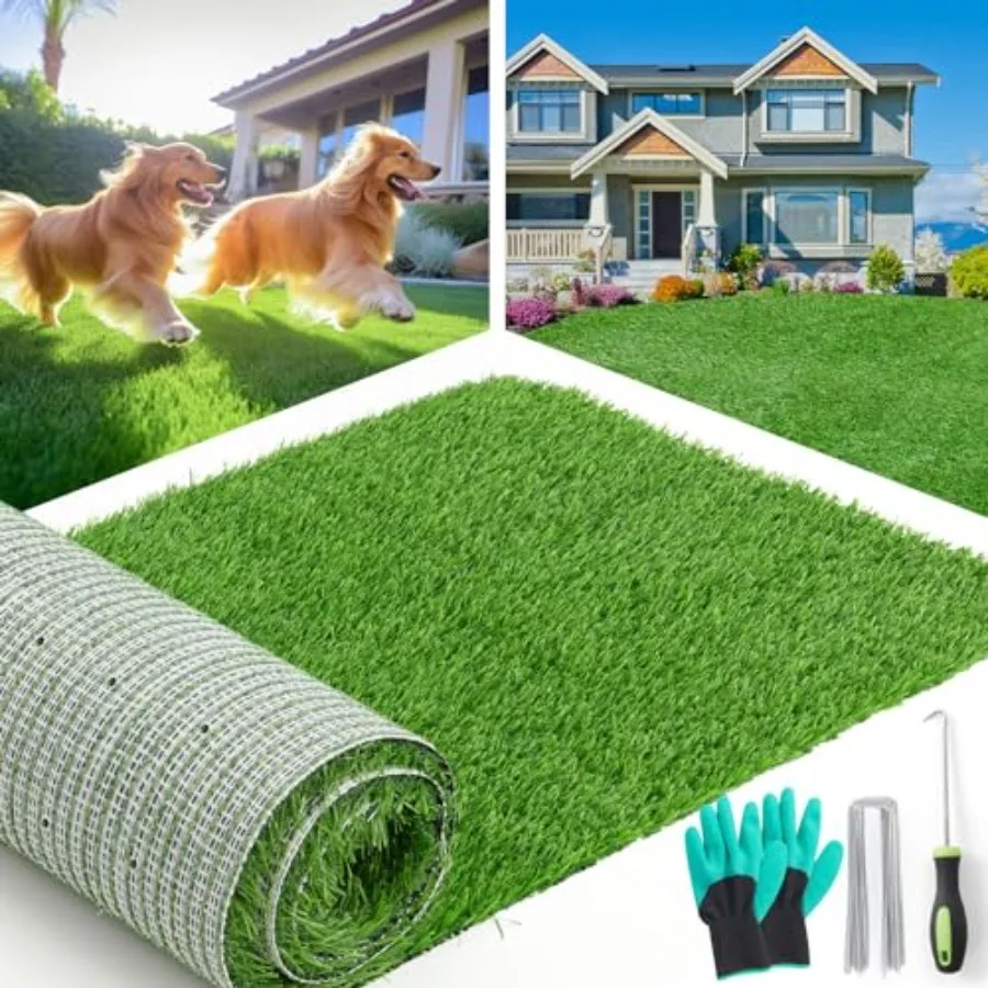 

LOOBANI Synthetic Artificial Turf Roll, Artificial Grass for Dog Potty with Drainage Holes, Fake Grass Rug for Garden Landscape