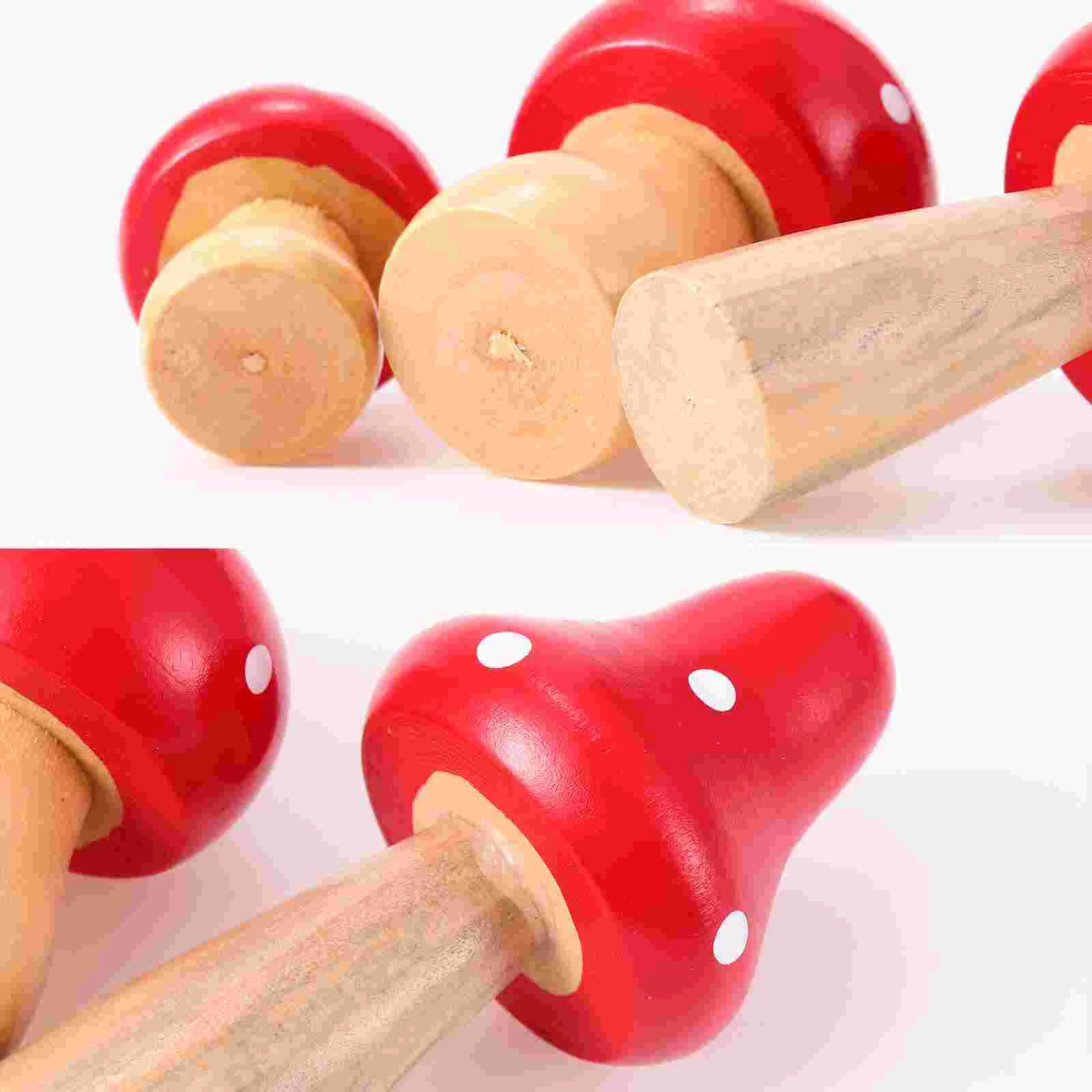 6 Pcs Simulated Wooden Mushroom Faux Plants Mini Shape Decor Simulation Toy Garden Decoration Decorative