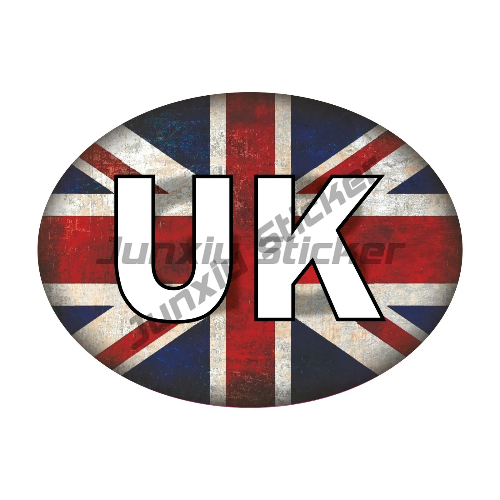 

UK Car Stickers Union Jack Grunge Flag Oval Self-Adhesive Vinyl Car Van Lorry