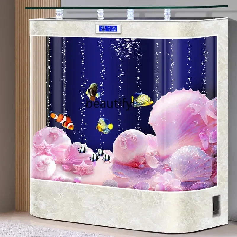 xx1New Fish Tank Living Room Small and Medium Floor Lazy Back Loop Filter Fish Globe Aquarium