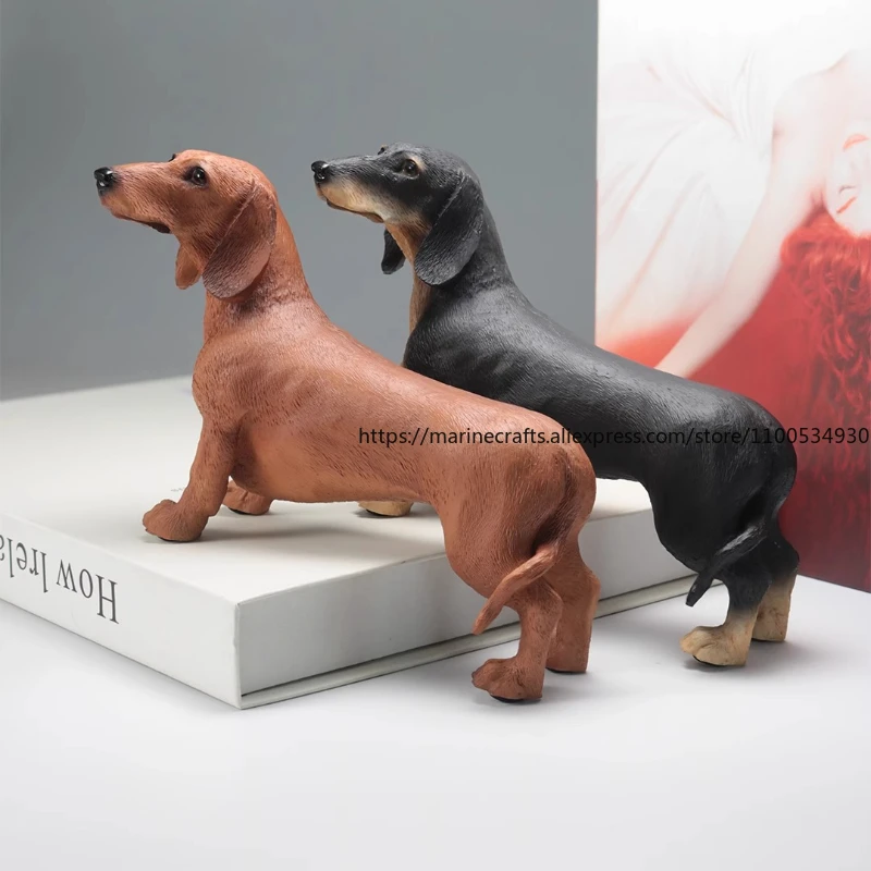 

Фигурка собаки таксы, реалистичная смола, декор приборной панели автомобиля, милая модель собаки колбасы для дома/офисного стола, коллекционная