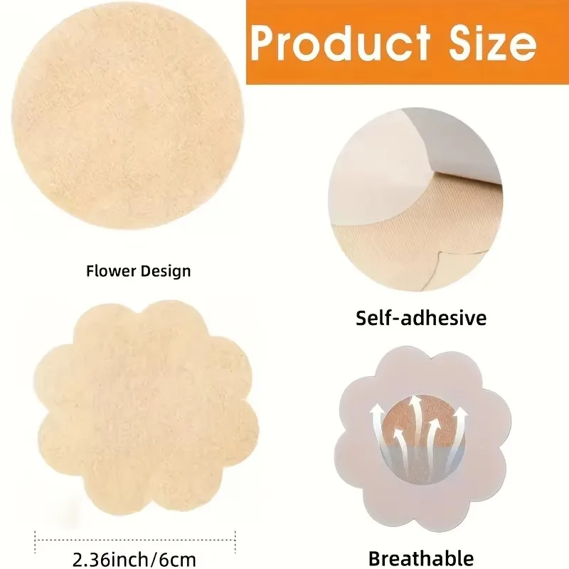40/60/100 Pcs Ultra-Thin Disposable  Round/Floral-Shaped  Seamless Breathable Self-Adhesive Nipple Covers Bra Breast Patch image 3