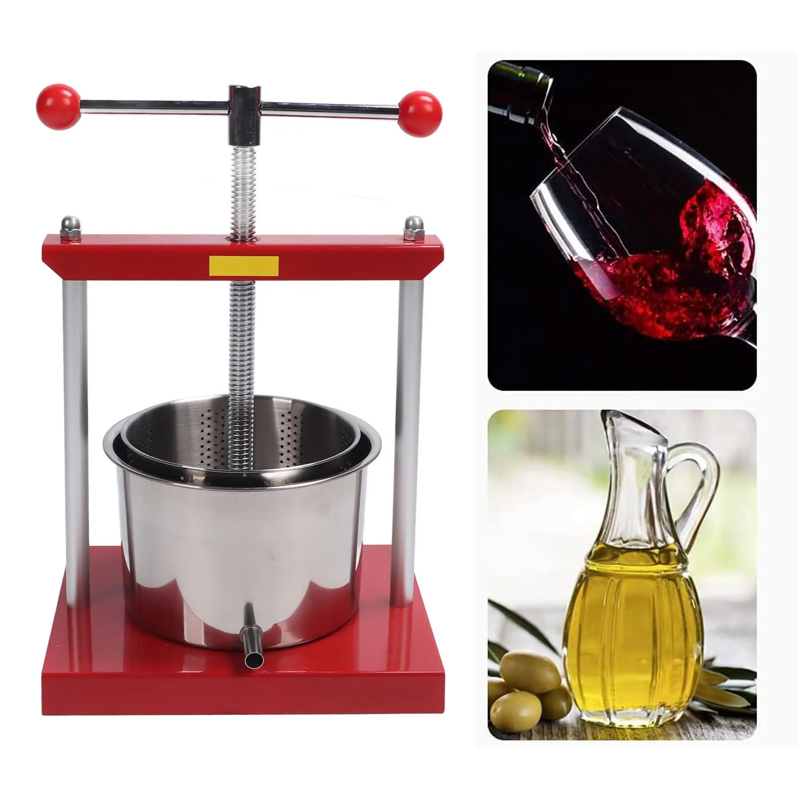 

Manual Press Juicer Manual Squeezer T Handle Herb Fruit Wine Press Multifunctional Stainless Steel Press Juicer 5.5L Capacity