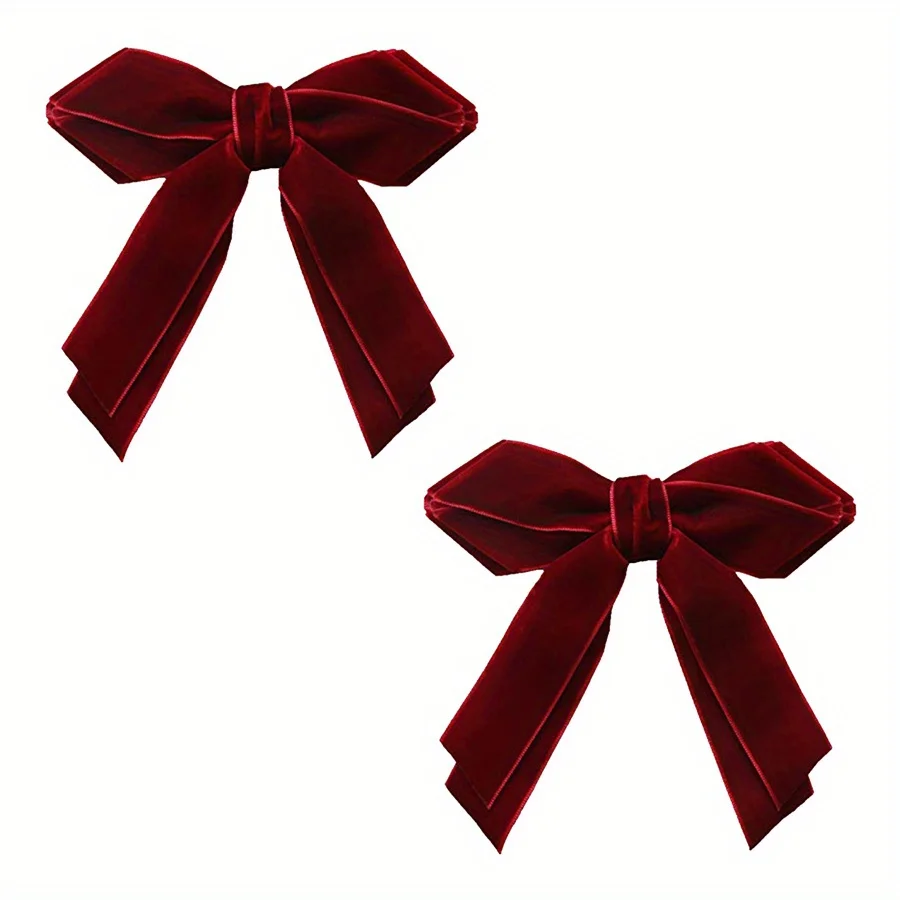 

2PCS Velvet Ribbon Hair Clips Set Elegant Bow Design Barrettes for Ponytail Styling Women Girls Gift