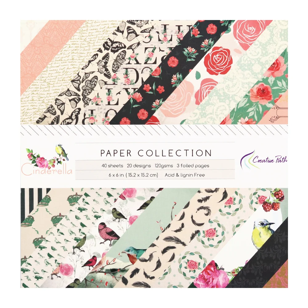 Creative Path 6x6 scrapbookpapierblok met bloemenpatroon, decoratief papier voor journaling, 6 inch scrapbooking achtergrondpapier voor knutselprojecten