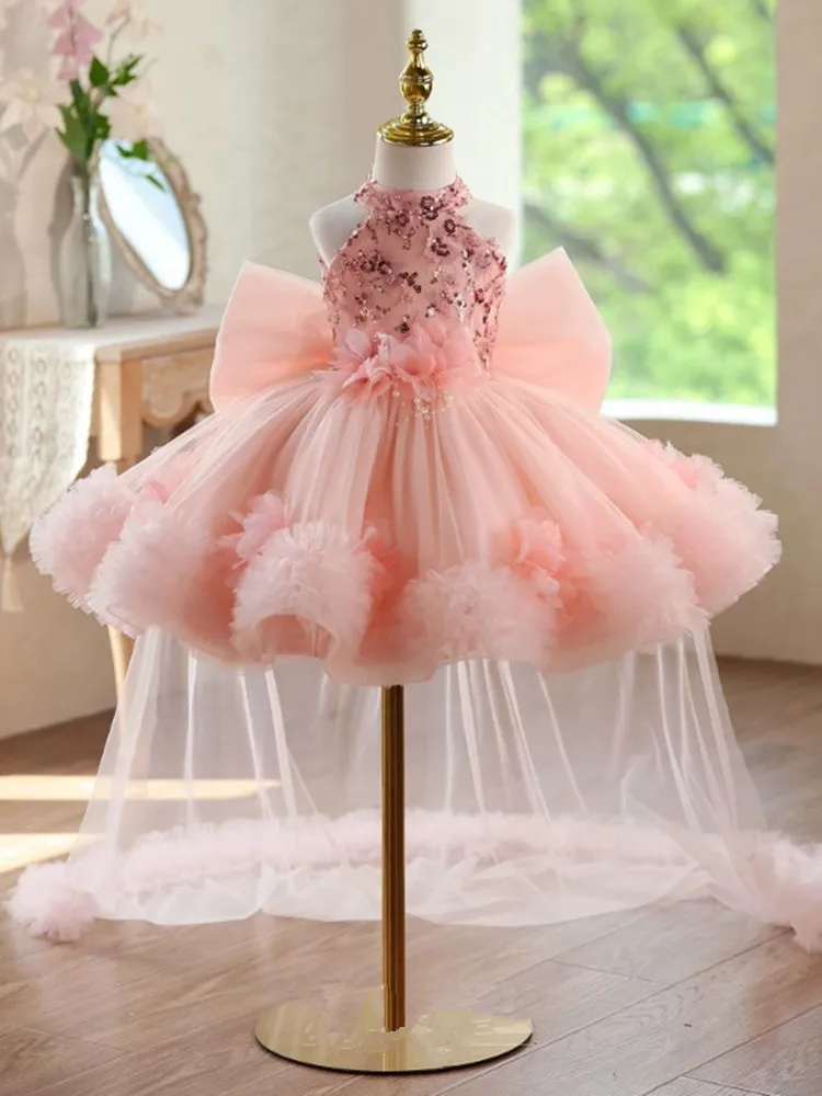 Hochwertiges Abendkleid für Mädchen, für Klavierauftritte, Geburtstage, Hochzeiten, Blumenmädchen A5040 Großhandel – Detail 3