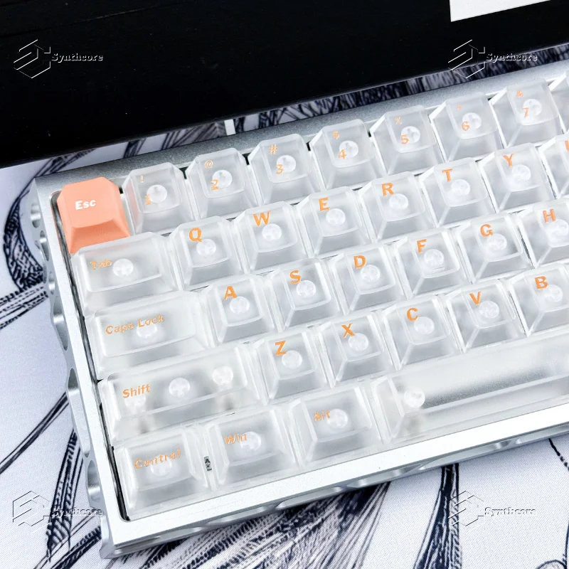 Orange Frosted Transparent  Keycaps 130keys Cherry Profile PBT Dye‑Sub Custom Set for MX Switch Mechanical Keyboard Keycaps