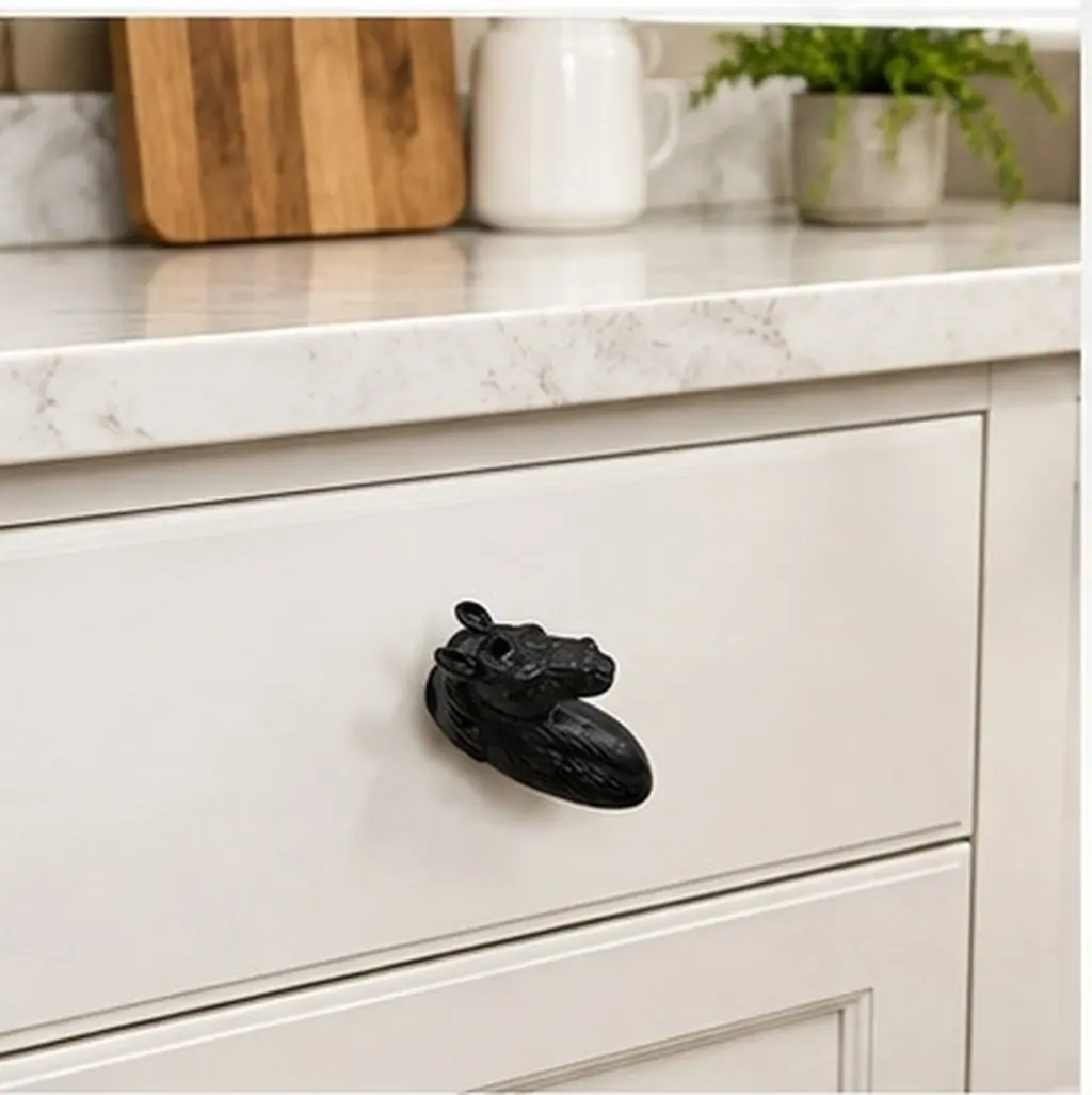Zinc Alloy Cabinet Pull Horse Design Retro Style Durable Drawer Handle for Kitchen Cabinets Wardrobes Dresser Knobs