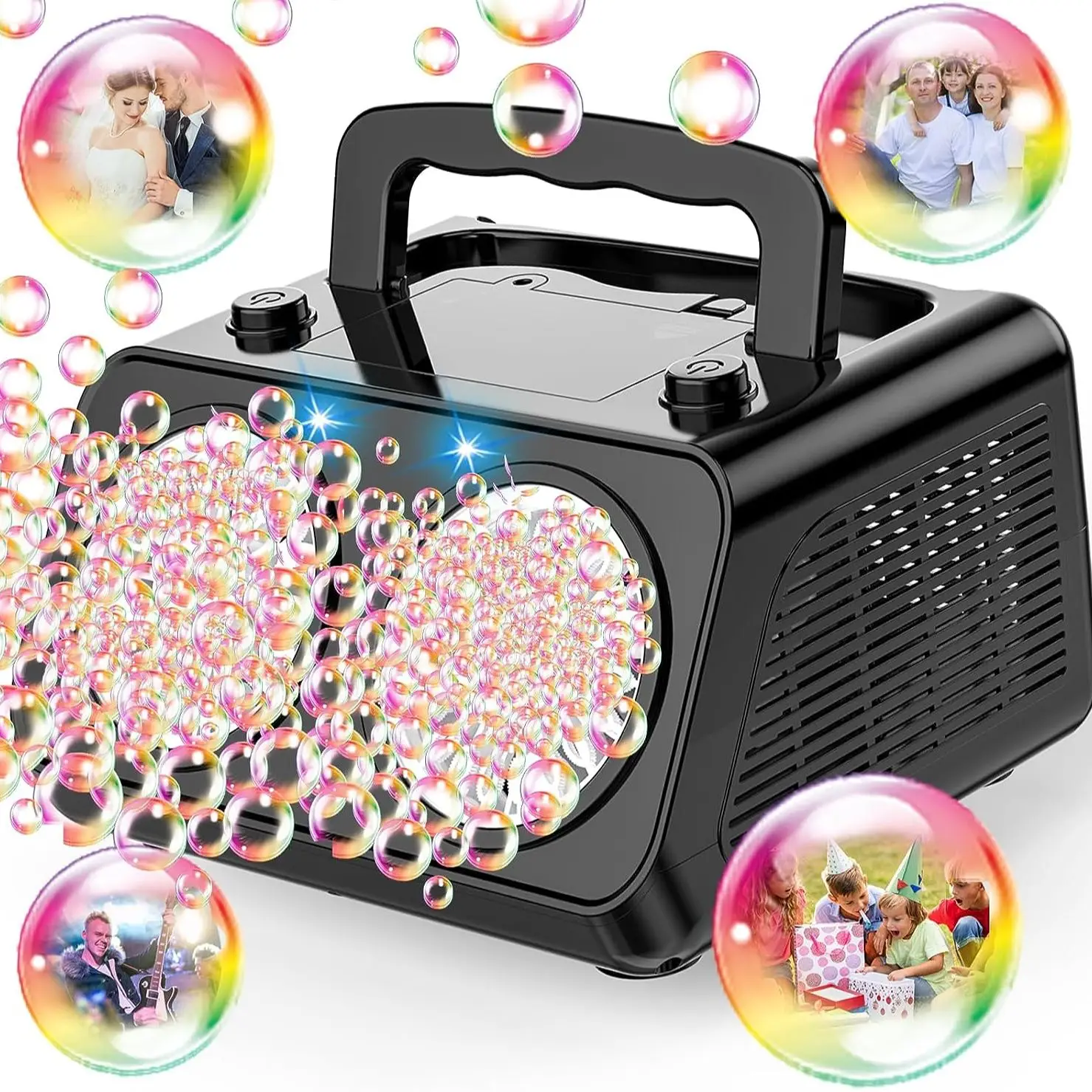 Seifenblasenmaschine mit 2 Geschwindigkeitsstufen, Blasen ab 20.000 Blasen/Minute, tragbare automatische Seifenblasenmaschine für Kinder und Kleinkinder, langlebige Seifenblasen