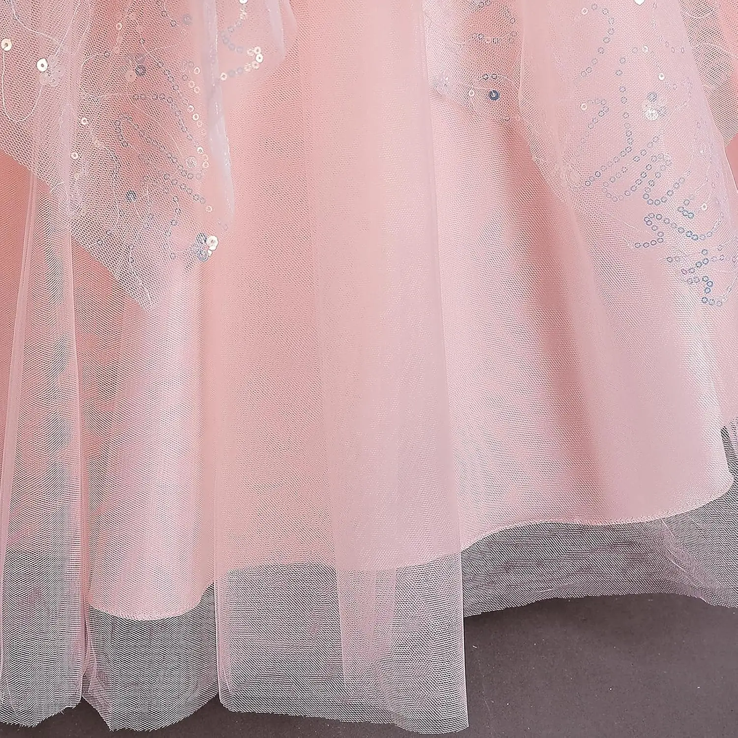 فستان فتاة الزهور ترتر شيفون زهري، فستان زفاف للأطفال لحفلات التخرج وحفلات أعياد الميلاد، فستان المناولة