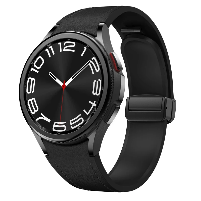 Band for Samsung Galaxy Watch 6 4 Classic 5 Pro 44mm 40mm No Gaps Magnetic Leather+Silicone Correa bracelet Galaxy Watch 6 Strap