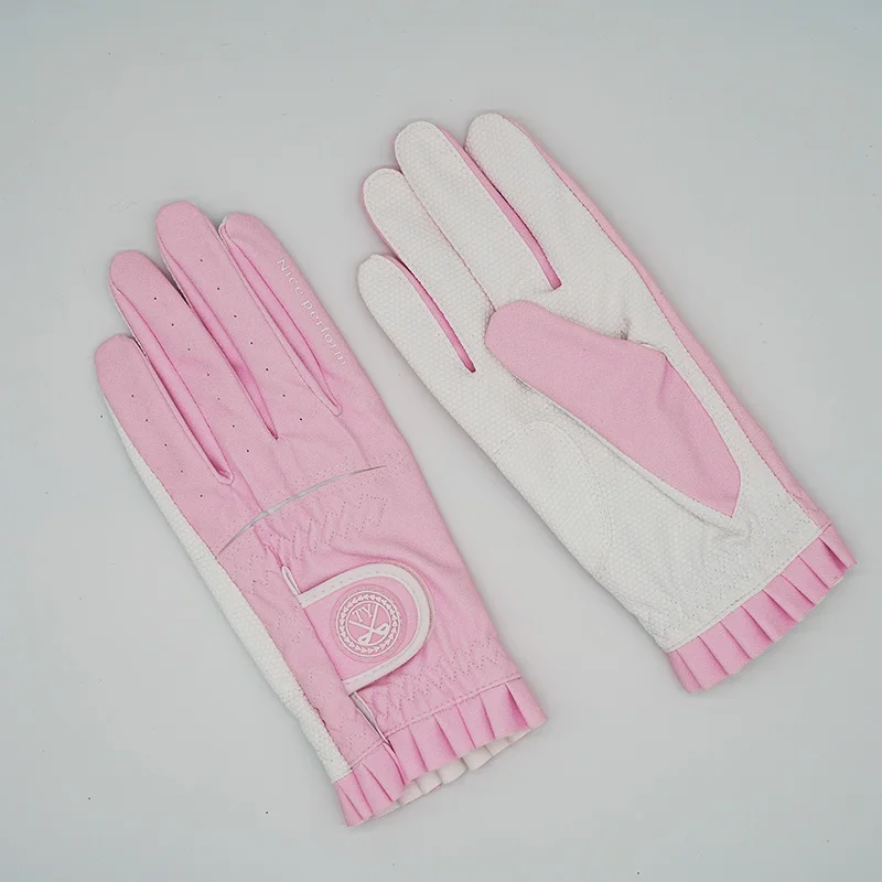 TTYGJ Golf Gloves For Ladies Left Right Hand Breathable  PU Leather Fabric Non-Slip Design Gloves With Particle Sports