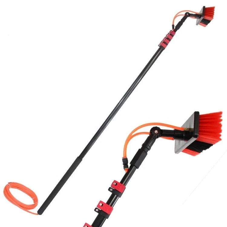 Telescopic Rod Window Solar Panel Cleaning Machine Waterfed Brush 20m Hose DC24V 240W Water Spray Cleaning Tool TOPENERGY