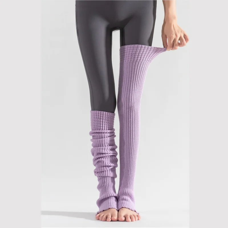 1 Pair Solid Color Open Toe Long Knee-High Warm Sport Pilates Women's Compression Non-slip Stock Shaping 18-21mm Workout Stocks