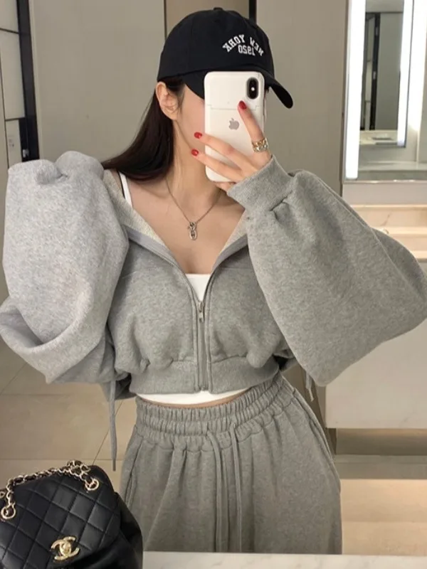 

Casual Sportswear Set Women's Faion Zipper ort Hoodie Jaet Loose Casual Pants Two-Piece Set Comfortable Breathable Mate...
