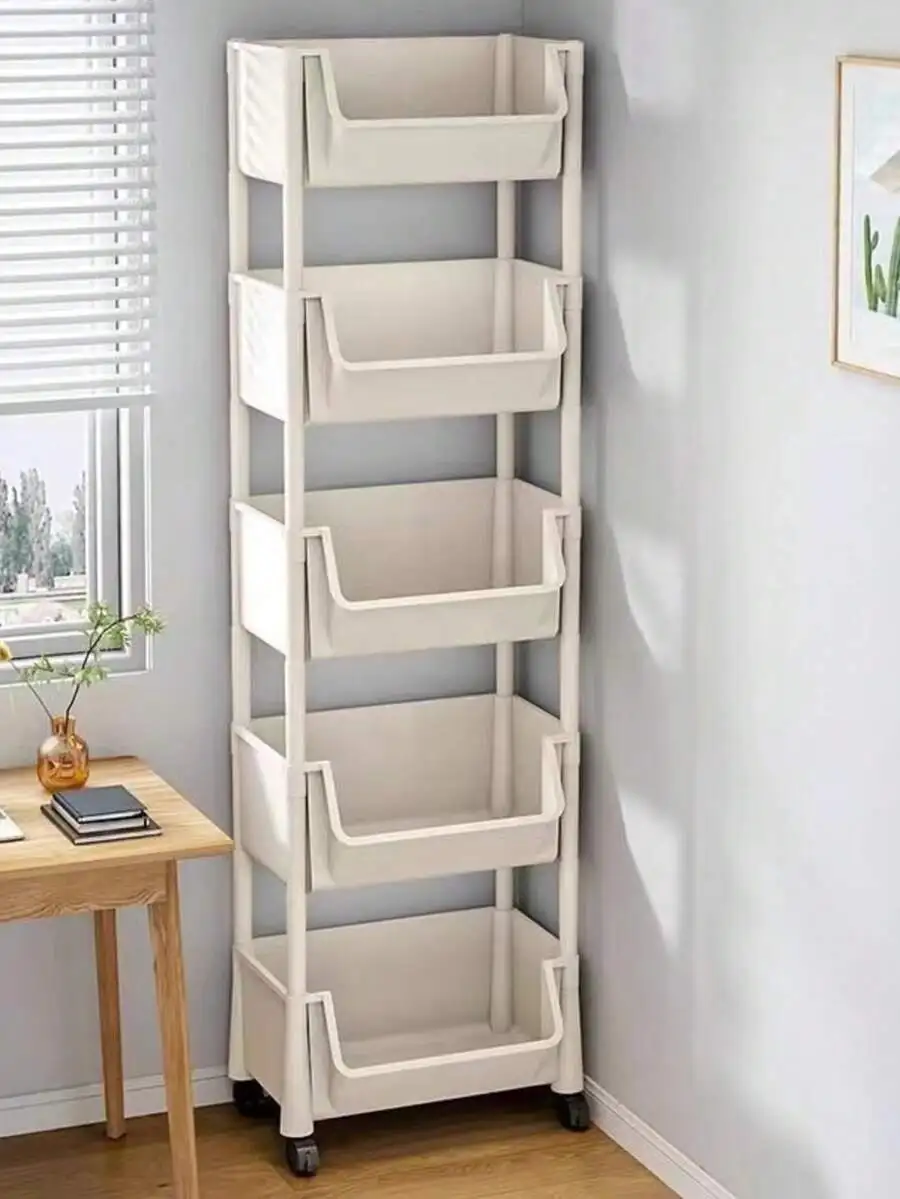 Multi-Layer Rolling Baby Storage Cart, Mobile Floor-Standing Baby Organizer Rack, Diaper And Bottle Storage Shelf, Suitable For