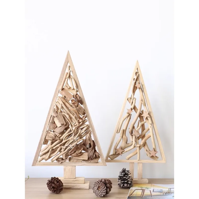 Creative wooden Christmas tree 2023 new home desktop ornaments ins wind Christmas scene decorations