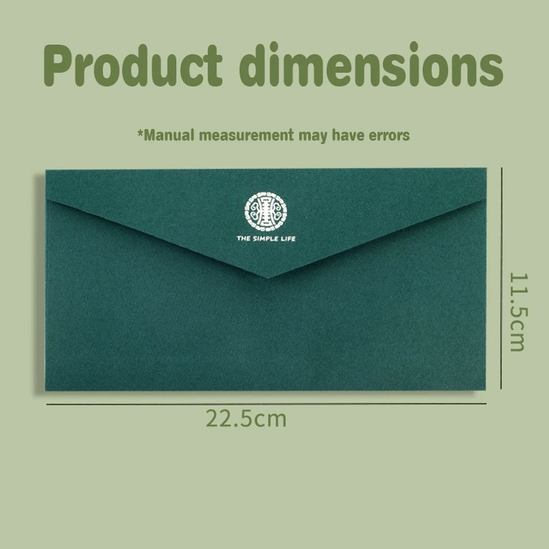 Sobre 50 Uds. Papel Kraft verde de alta calidad 225x115mm papelería de negocios postal caja de regalo sobre de embalaje invitación de boda