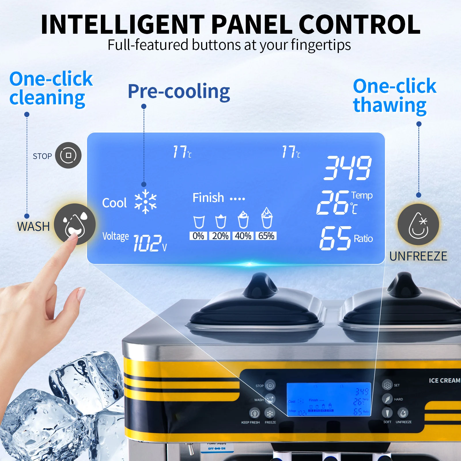 VEVOR-máquina expendedora de helados suaves, equipo de congelación de conos dulces, encimera comercial Tricolor, 2 + 1 sabores, 22-30l/H