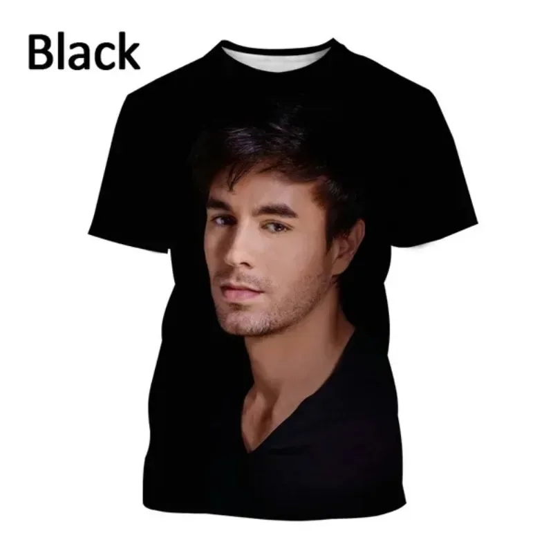 Singer Enrique Iglesias 3D Printed T-shirt Latin Song Champion Casual Short-sleeved Round Neck Men/women Hip-hop T-shirt Top