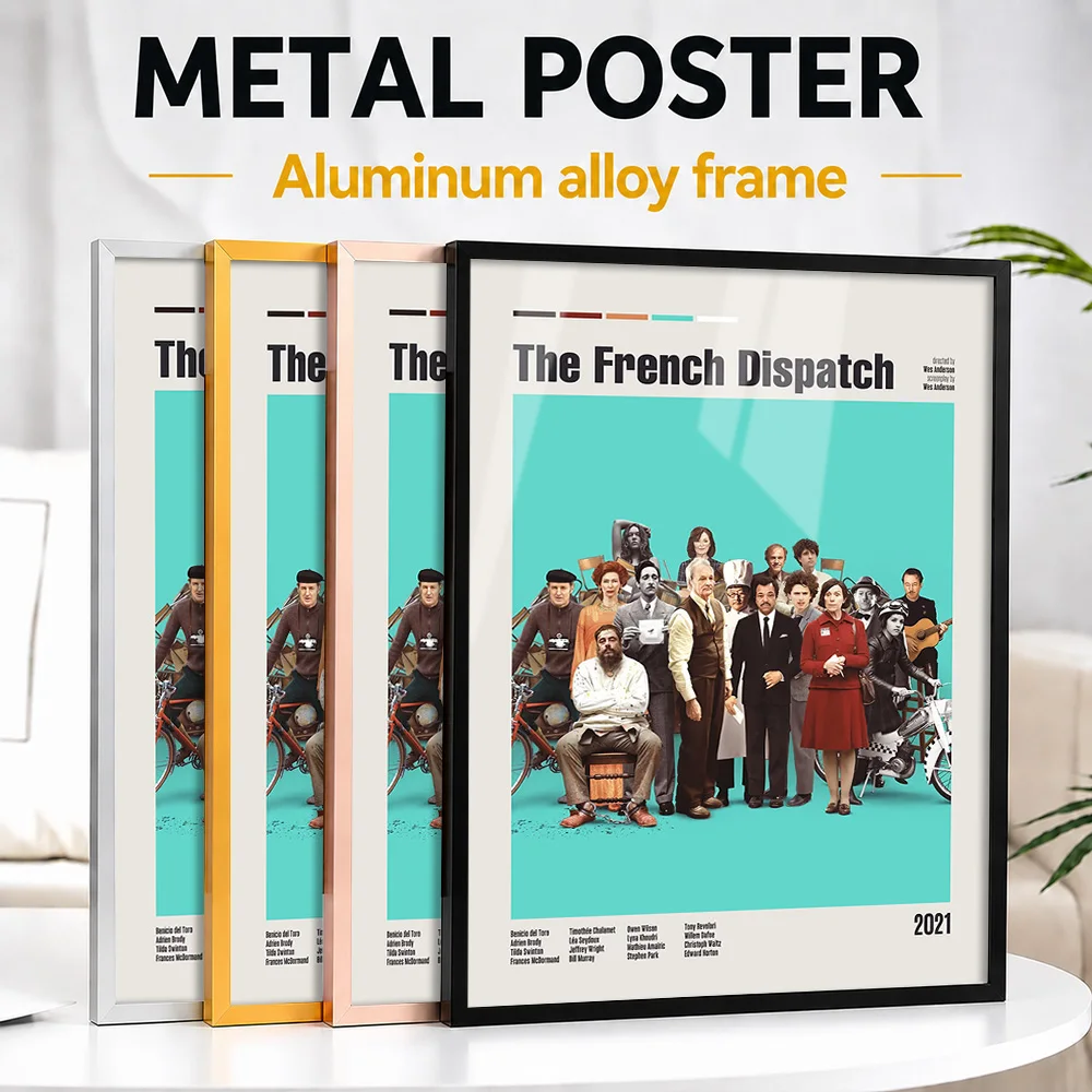 The French Dispatch Movie Framed Aluminum Metal Poster Customized Screen Tribute Wall Art Perfect In Theater For Story Lovers
