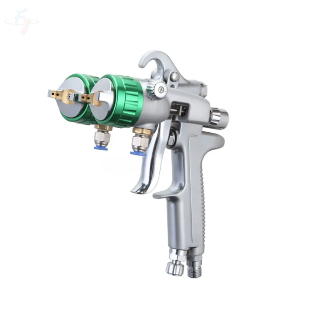 FY Professional Double Outlet Paint Gun 1.3 Nozzle, Two Nozzle Spray Gun Double Head, Pressure Feed Spray Gun