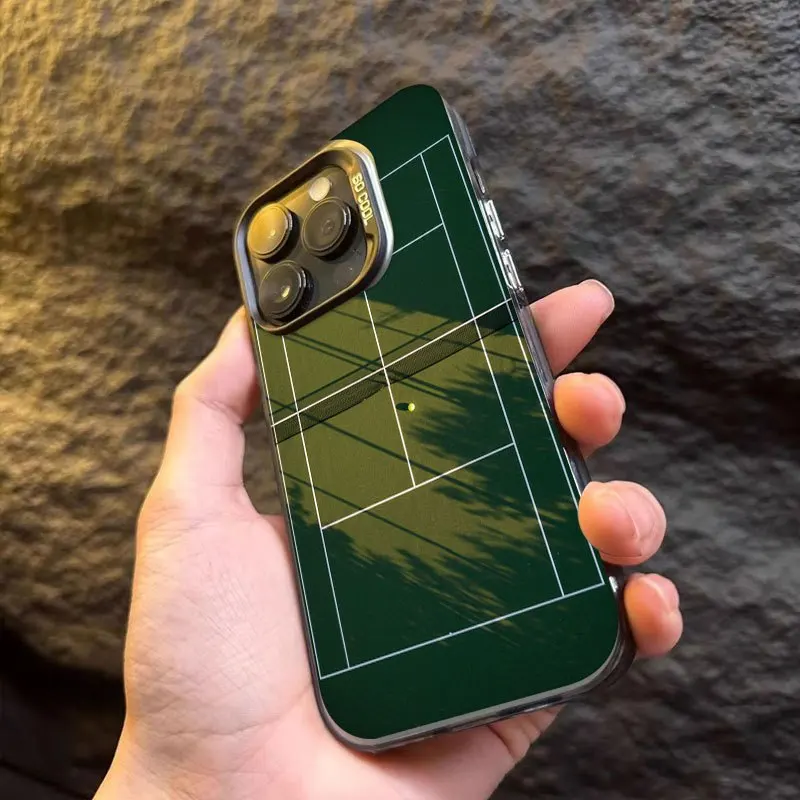 Tennis court light and shadow staggered pattern phone case suitable for iPhone 17 16 15 14 13 12 11 Pro/Max/Plus anti drop