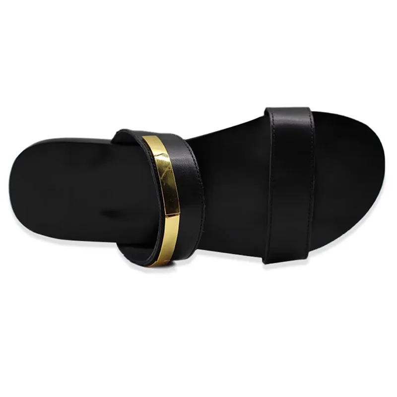 2026 New Designer's Summer Sandals Fashion Genuine Leather Black Male Slippers Men Sandalias Mujer, Big Sizes 38-46!
