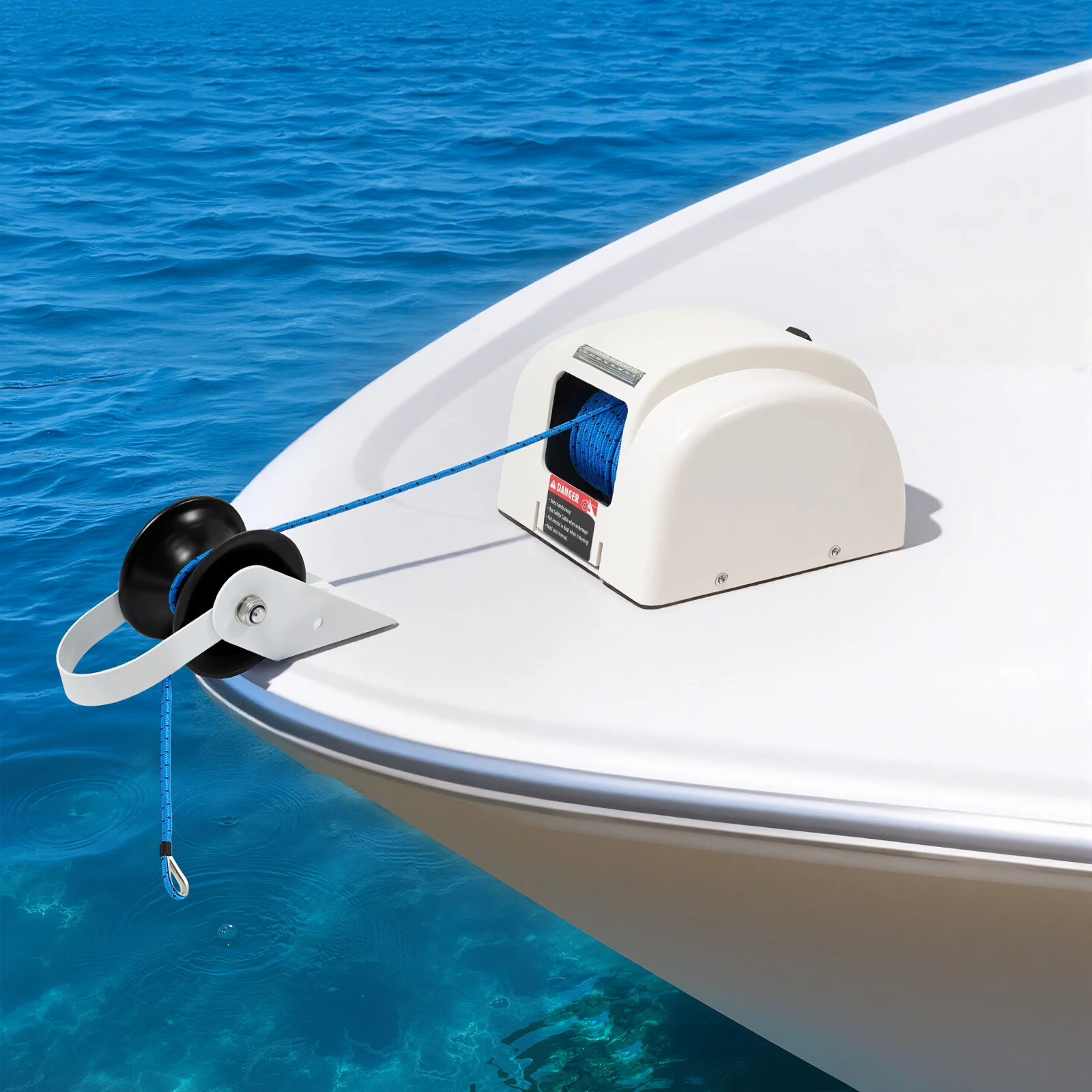 

Электрическая лебедка для якоря 45 фунтов с тросом 100 футов, удобной рукояткой, высокой производительностью для лодок, легкое извлечение якоря