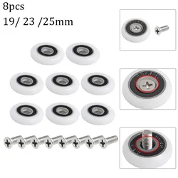 8Pcs Set Shower Door Roller Pulley 19/23/25mm Wheel Casters Diameter Cabins Pulley Sliding Stainless Steel Door Hardware