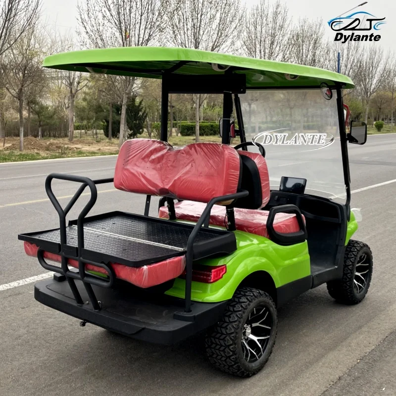 بطارية ليثيوم فاخرة مخصصة 48 فولت/72 فولت 4 مقاعد عربات التي تجرها الدواب الشاطئ عربة جولف كهربائية رحلة سياحية تلقائية مناسبة لنادي الجولف وملعب العشب #6