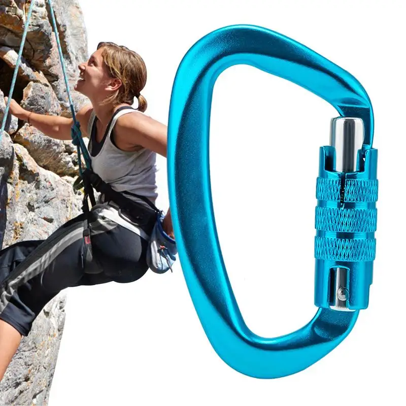 Locking Carabiner Caribinier Keychains D Shaped Buckle Snap Clips Auto Locking Lightweight Carabiners Hiking Clips