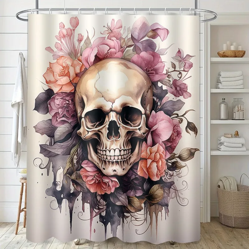 

Скелетные цветы, моющаяся грязеотталкивающая занавеска для душа, насадка для душа, водонепроницаемая полиэстеровая занавеска для ванны для домашнего декора, аксессуары