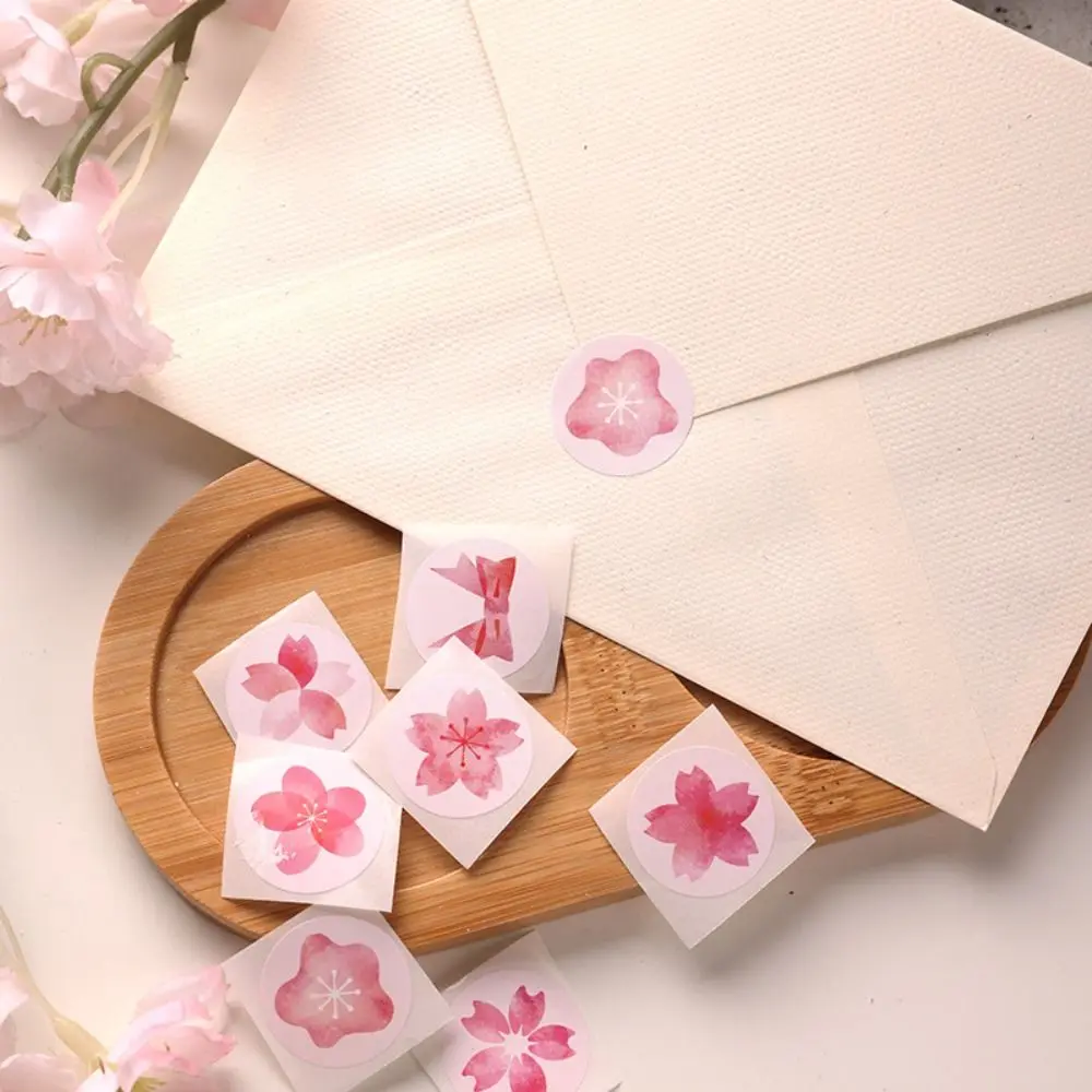 500pcs/roll Sticker Decor Cherry Blossom Sticker Self-adhesive Label Flower Sticker Envelopes Sealed Baking Label Practical