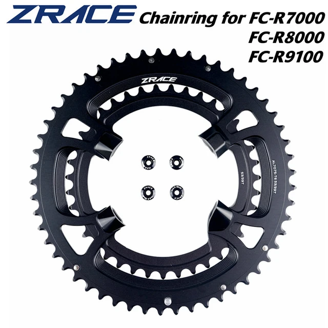 Zrace 50-34t 52-36t 53-39t cr、105 FC-R7000/アルテグラFC-R8000/DURA-ACE FC-R9100非対称道路チェーン、110BCD  BCD110 4ボルト