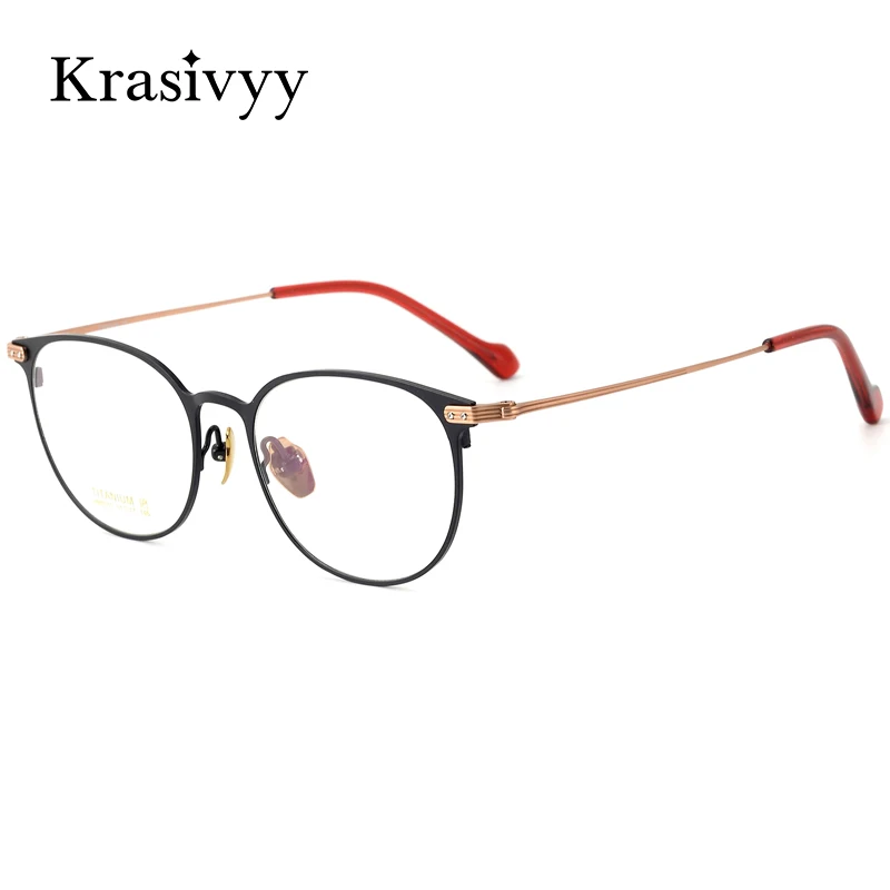 Krasivyy Pure Titanium Glasses Frame Women Brand Oval Prescription Eyeglasses Lady New Ultralight Korean Myopia Optical Eyewear