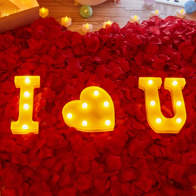 LED Letter Light Alphabet Number Heart Plastic Atmospher Lamp 20.8cm for Home Wedding Valentines Ornament Birthday Party Decor