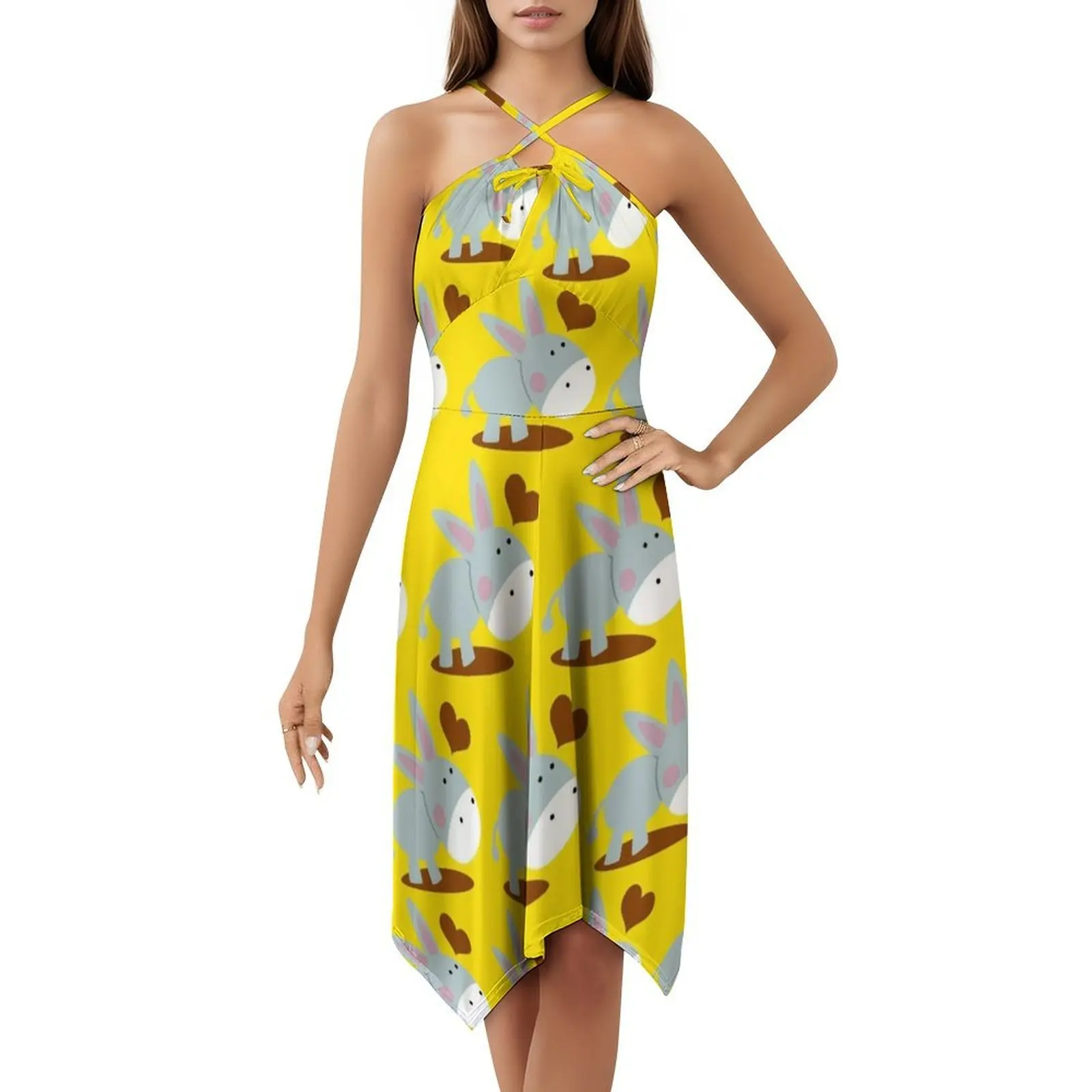 فستان قصير على طراز Donkey Preppy للنساء على شكل حرف a فضفاض مناسب فستان يوم غير رسمي حمار حيوانات المزرعة حديقة الحيوان الأطفال الرضع المرأة #5