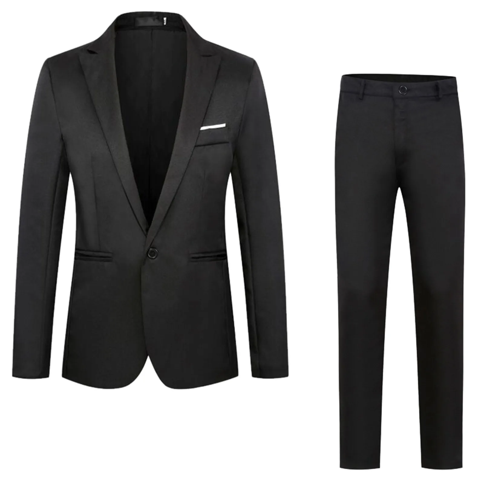 Men's Solid Color Suit Set Business Suit coat New And Fashion Slim Fit Dress Pants 2 Pieces Classic Blazers terno masculino