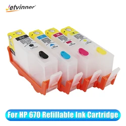 Refillable Ink Cartridge For HP 670 Ink Cartridge 4 color  with ARC Chip For HP 670 Deskjet 3525 4615 4625 5525 Printer