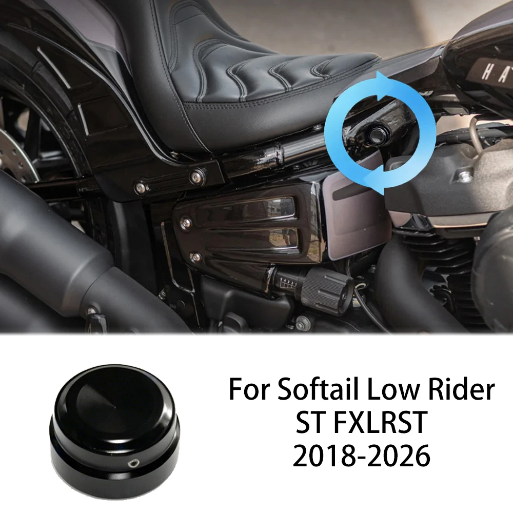 Image of Schwarze Motorrad-Stoßdämpfermutterkappenabdeckung, dekorative Zierleiste für Harley Softail Low Rider ST FXLRST 2018-2026