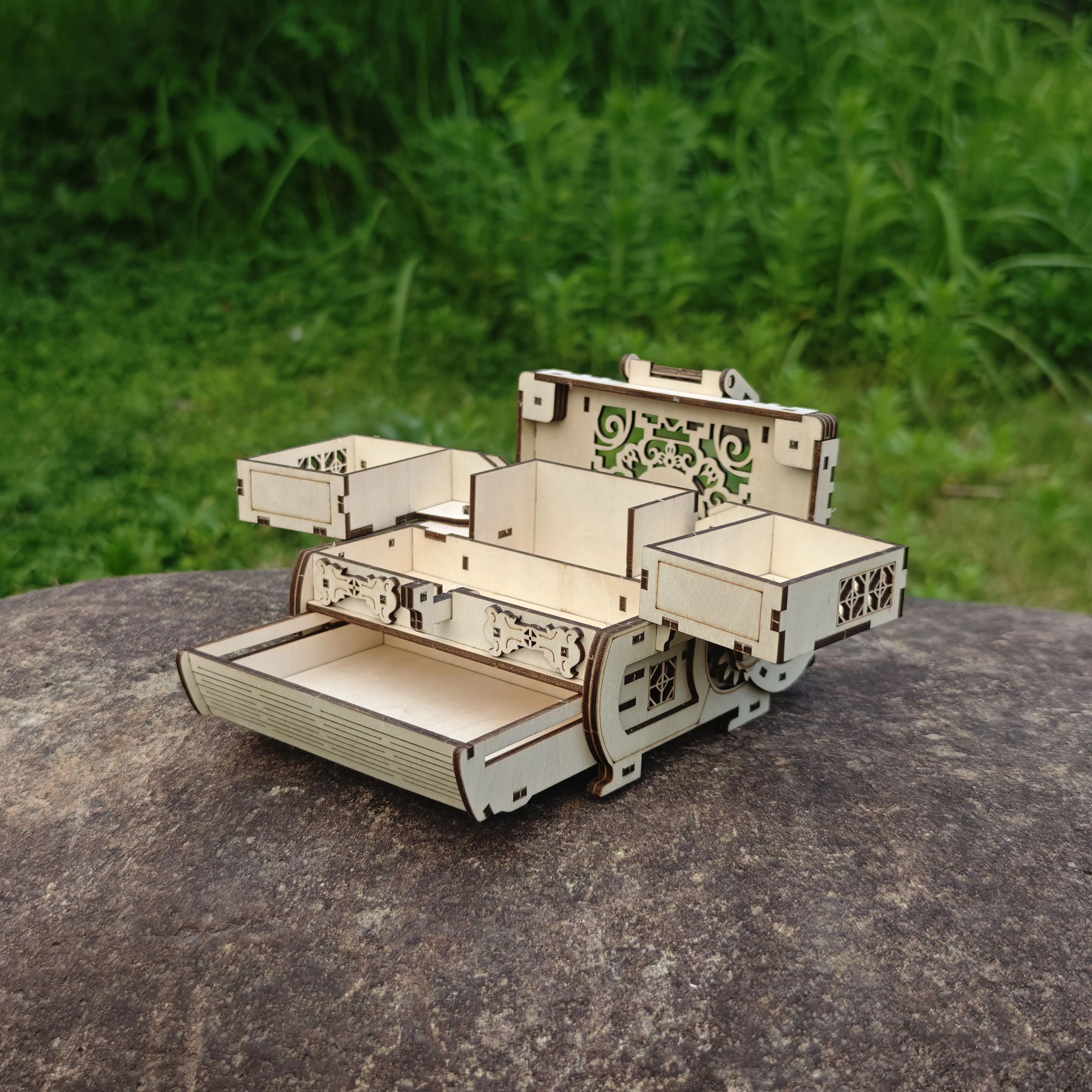 Caja del Tesoro 3D DIY, juego de rompecabezas de madera, montaje, regalo, caja de joyería de bloques de construcción para adultos